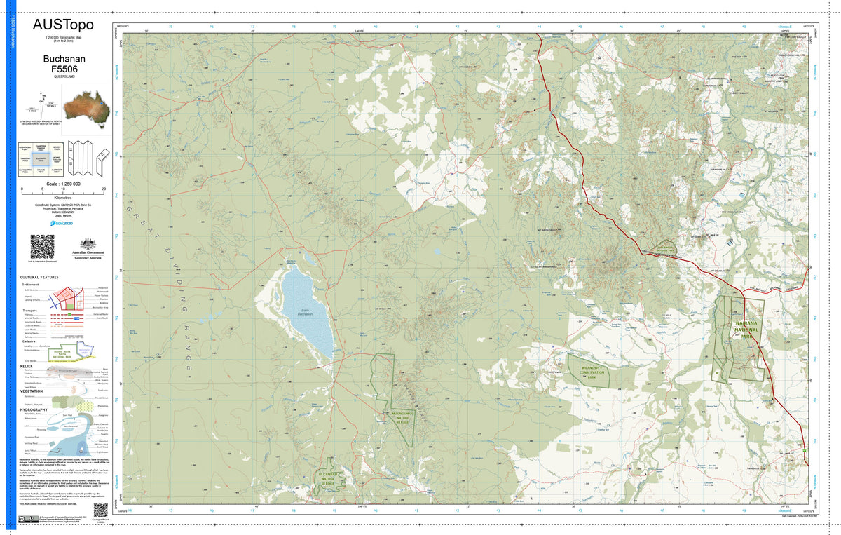 Buchanan F5506 AUSTopo 1:250,000 Map | Mapworld