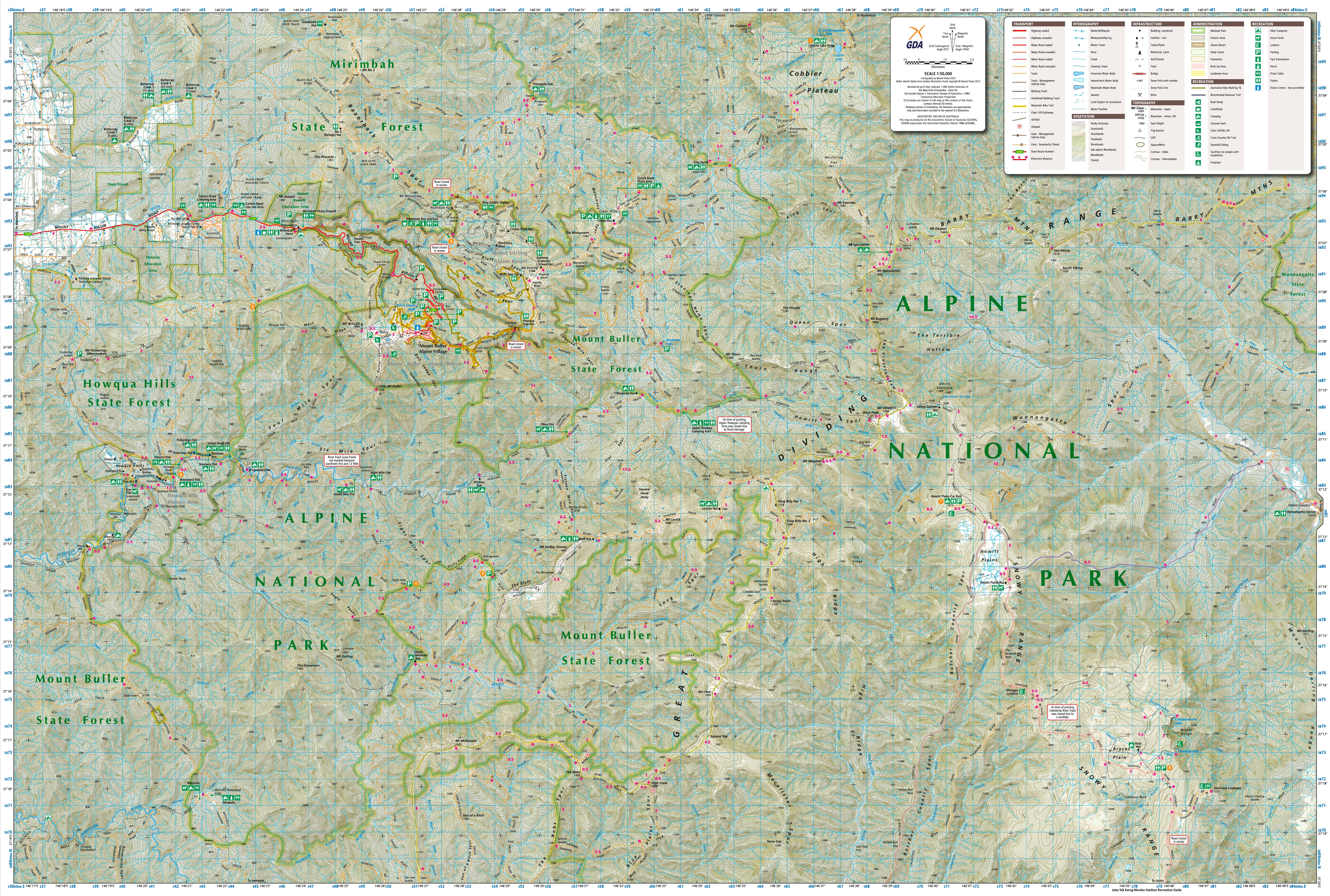 Buller-Howitt Alpine Area (VIC) Topographic Wall Map by Spatial Vision