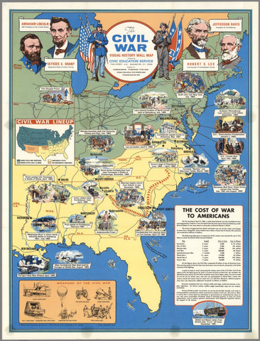 Visual History of the US Civil War Pictorial Wall Map