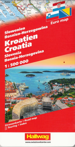 Croatia Slovenia  Bosnia-Herzegovina Hallwag Map