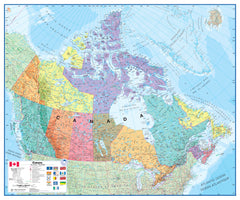 Map of Canada with political divisions and surrounding waters.