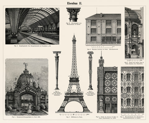 Cast - Iron Architecture (1894, a collection of iron made architectural designs, notably the Eiffel Tower)