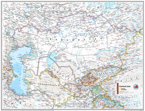 Central Asia Atlas of the World, 11th Edition, National Geographic Wall Map