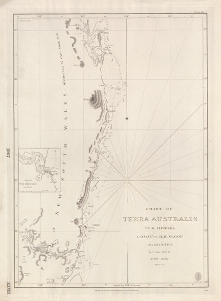 Chart of Terra Australis — Sheet II, East Coast (1799–1822) — vintage historical map reproduction