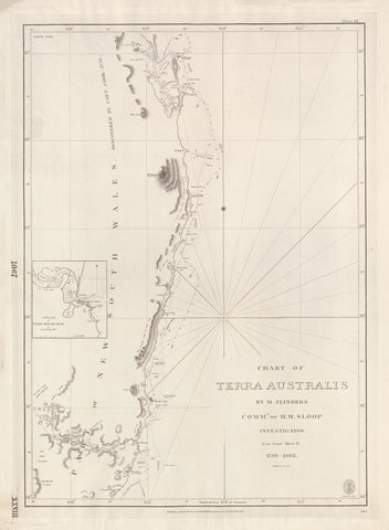 Chart of Terra Australis — Sheet II, East Coast (1799–1822) — vintage historical map reproduction