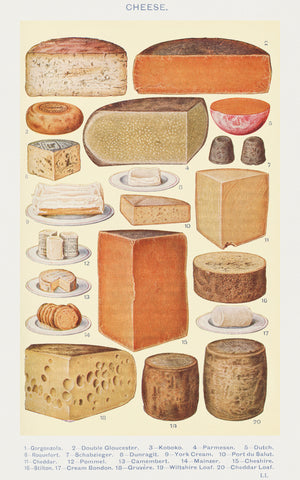 Cheeses: Gorgonzola, Double Gloucester, Koboko, Parmesan, Dutch, Roquefort, Schabziger, Dunragit, York