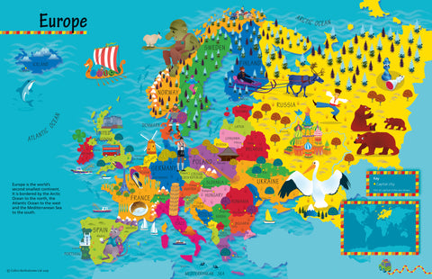 Children's Europe Wall Map by Collins 760 x 492mm