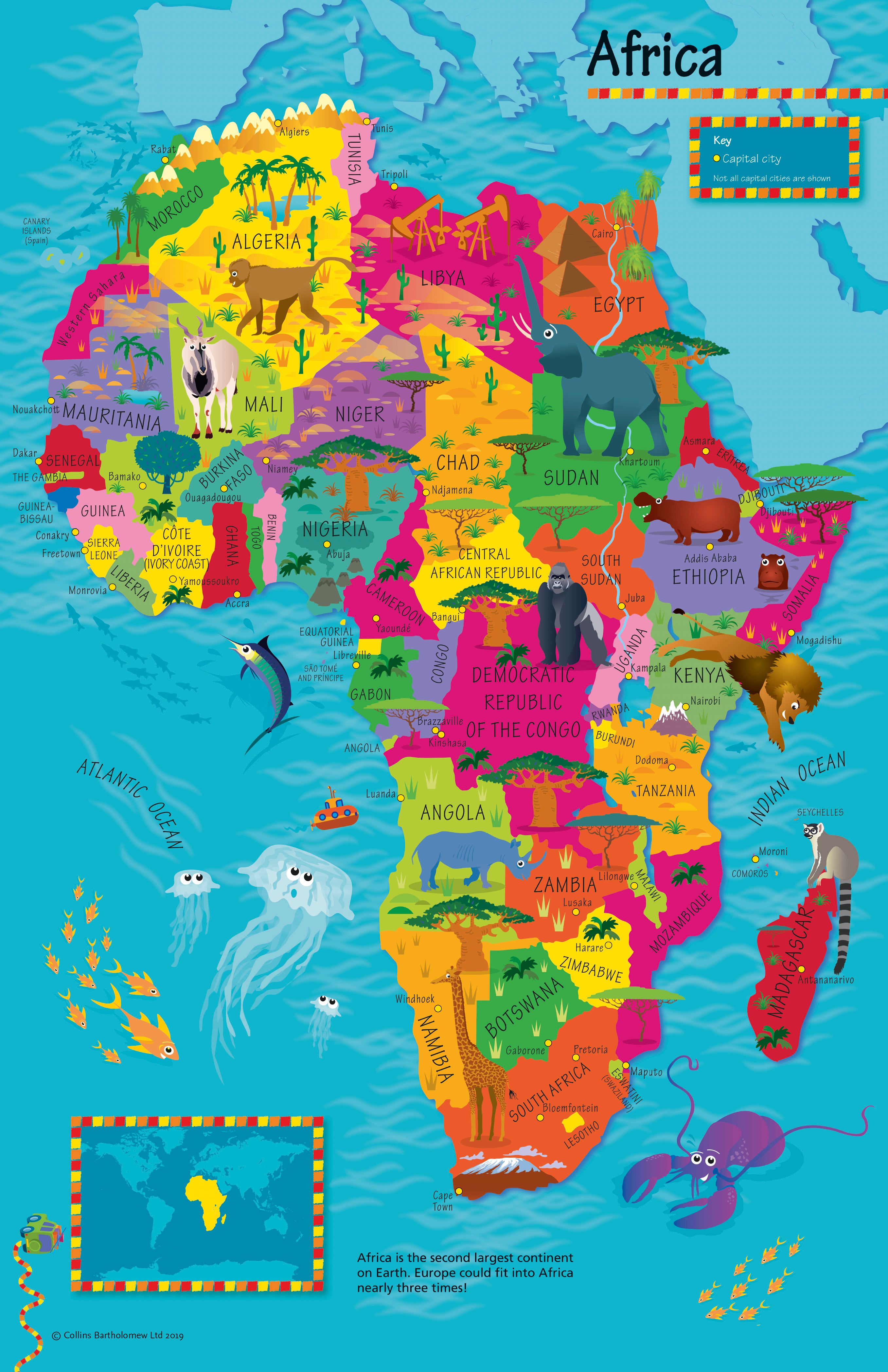 Children's Africa Wall Map by Collins Shop Mapworld