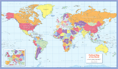 Children's Political World Map for the Colour Blind 1020 x 595 mm