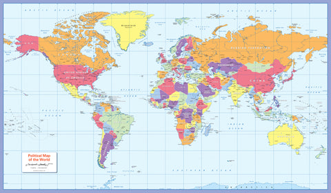 Children's Political World Supermap for the Colour Blind 1355 x 790 mm