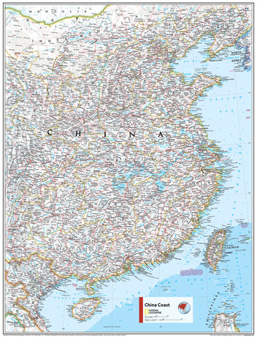 Map of China with labeled coast regions