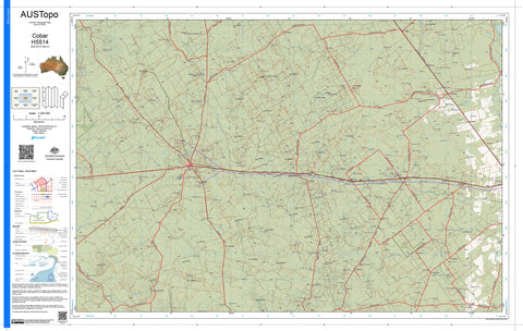 Colbar Map Cobar H5514 AUSTopo 1:250,000 Map | Mapworld