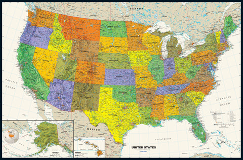 large wall map of usa
