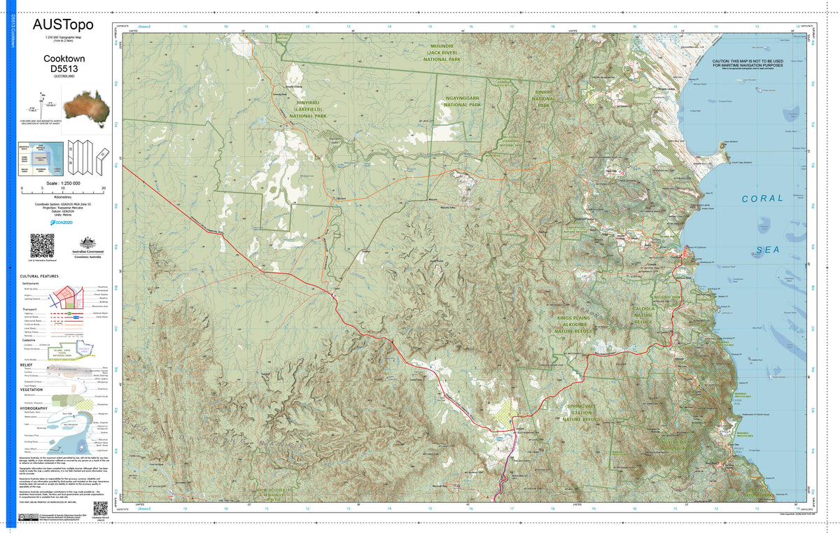 Cooktown D5513 AUSTopo 1:250,000 Map | Mapworld