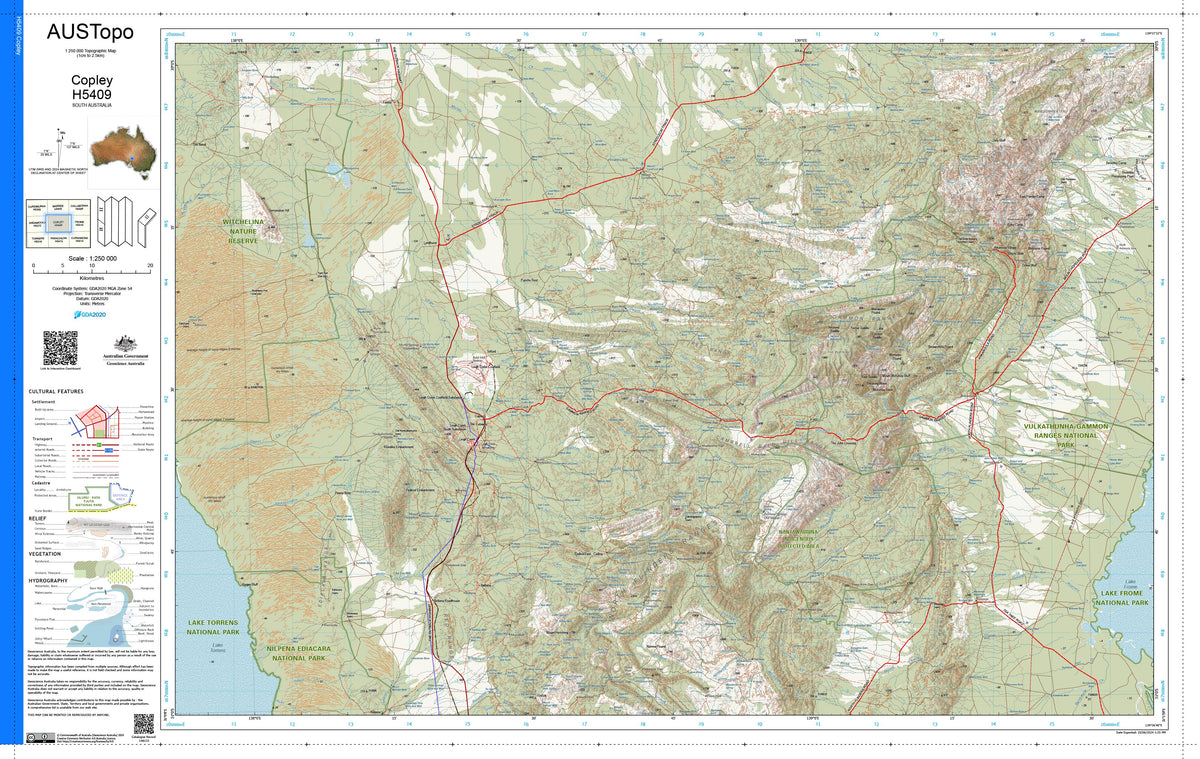 Copley H5409 AUSTopo 1:250,000 Map | Mapworld