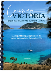 Book cover of 'Cruising Victoria' with a scenic image of Bass Strait Islands and Northern Tasmania.