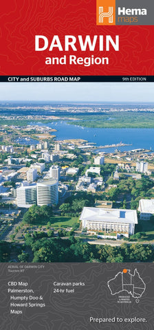 Map of Darwin and Region by Hema with cityscape and water body.