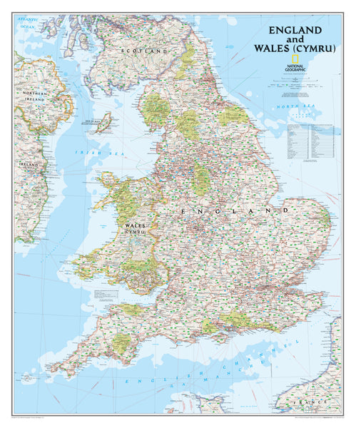England & Wales Classic National Geographic 762 x 914mm Wall Map