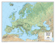 Europe Physical National Geographic 711 X 559mm Wall Map