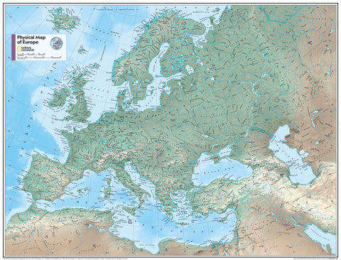 Europe Physical Atlas of the World, 11th Edition, National Geographic Wall Map