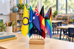 Australian / Aboriginal / TSI / Progress Pride & Intersex Desk Flag Set