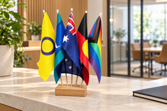 Australian / Aboriginal / TSI / Progress Pride & Intersex Desk Flag Set