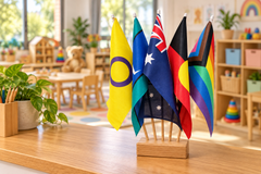 Australian / Aboriginal / TSI / Progress Pride & Intersex Desk Flag Set