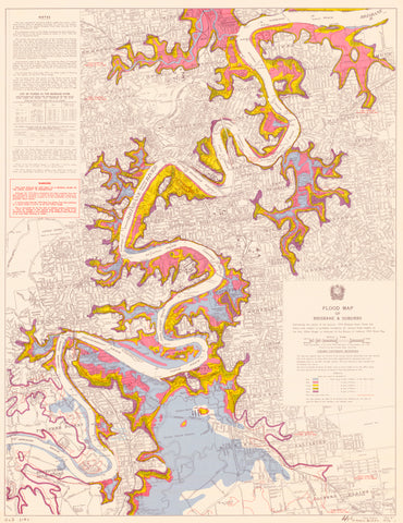 Flood Map of Brisbane & Suburbs (1974) — map
