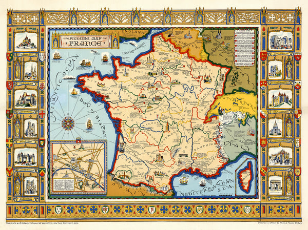 France Pictorial Wall Map