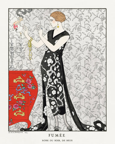 Fumée: Robe du soir, de Beer (1921) fashion illustration by George Barbier