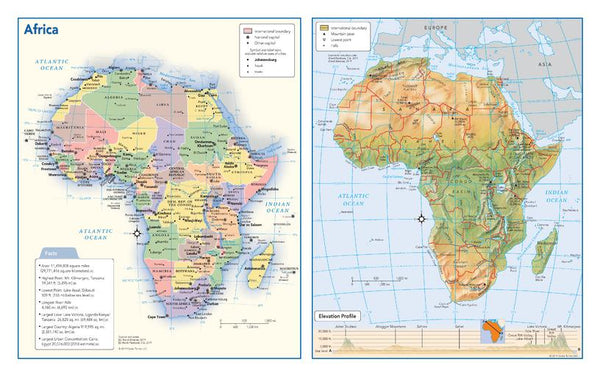 Africa Political & Physical Continent Map — map