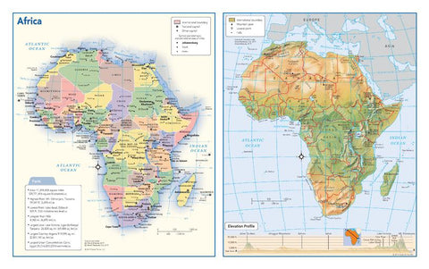 Africa Political & Physical Continent Map — map