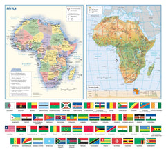 Africa Political & Physical Continent Map with Country Flags — map
