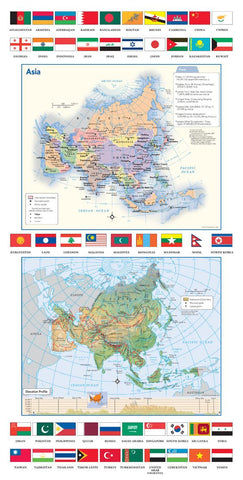 Asia Political & Physical Continent Map with Country Flags – MapSherpa | Mapworld