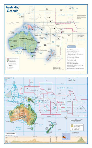 Australia and Oceania Political & Physical Continent Map