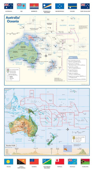Australia and Oceania Political & Physical Continent Map with Country Flags – MapSherpa | Mapworld
