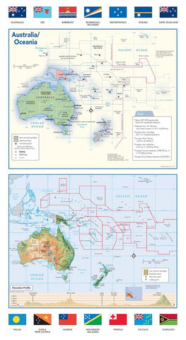 Australia and Oceania Political & Physical Continent Map with Country Flags – MapSherpa | Mapworld