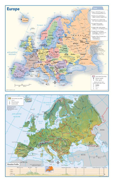 Europe Political & Physical Continent Map — map