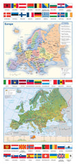 Europe Political & Physical Continent Map with Country Flags — map