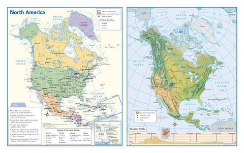 North America Political & Physical Continent Map — map
