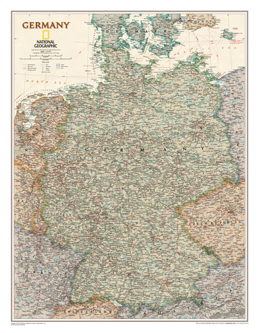 Germany Executive Antique Style Wall Map – National Geographic | Mapworld