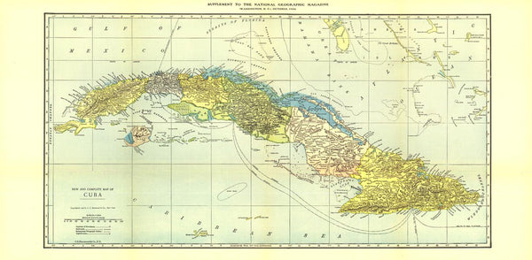 Cuba - Published 1906 wall map – National Geographic | Mapworld