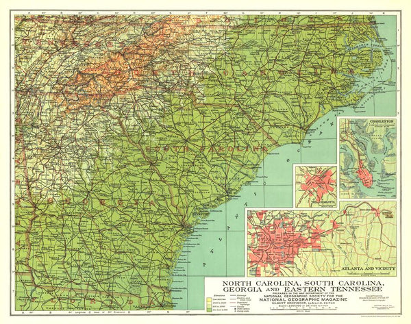 North Carolina, South Carolina, Georgia and Eastern Tennessee - Published 1926 by National Geographic — historic National ...
