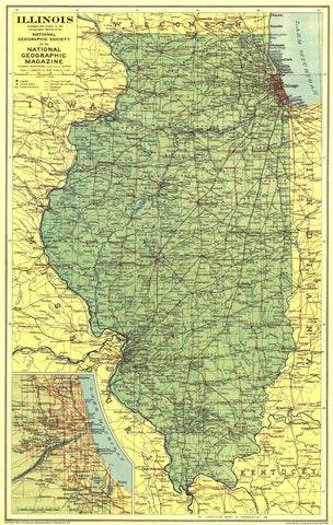 Illinois - Published 1931 by National Geographic — historic National Geographic map print