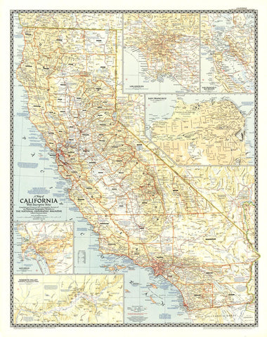 California - Published 1954 by National Geographic — historic National Geographic map print