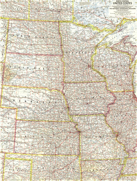 North Central United States - Published 1958 by National Geographic — historic National Geographic map print