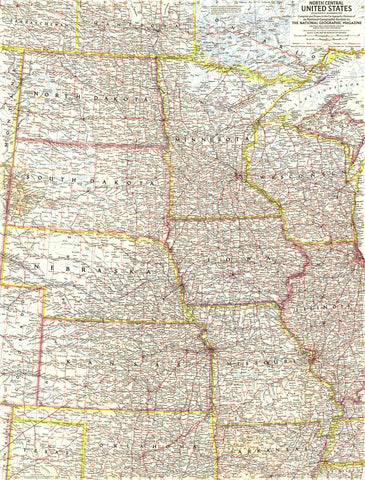 North Central United States - Published 1958 by National Geographic — historic National Geographic map print