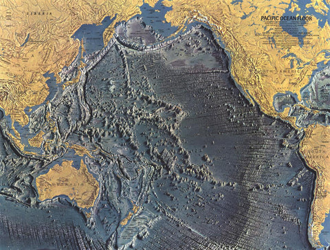 Pacific Ocean Floor - Published 1969 wall map – National Geographic | Mapworld