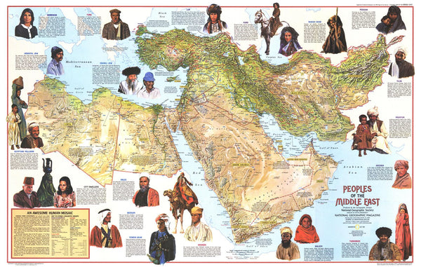 Peoples of the Middle East - Published 1972 by National Geographic — historic National Geographic map print