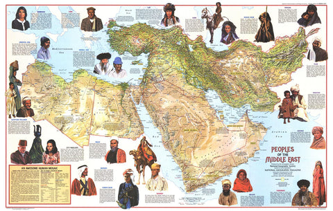 Peoples of the Middle East - Published 1972 by National Geographic — historic National Geographic map print